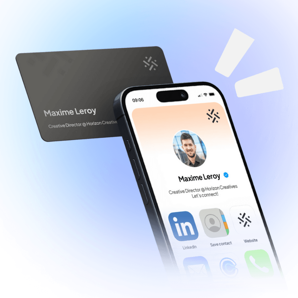 Tapni NFC business card tapped against a smartphone
